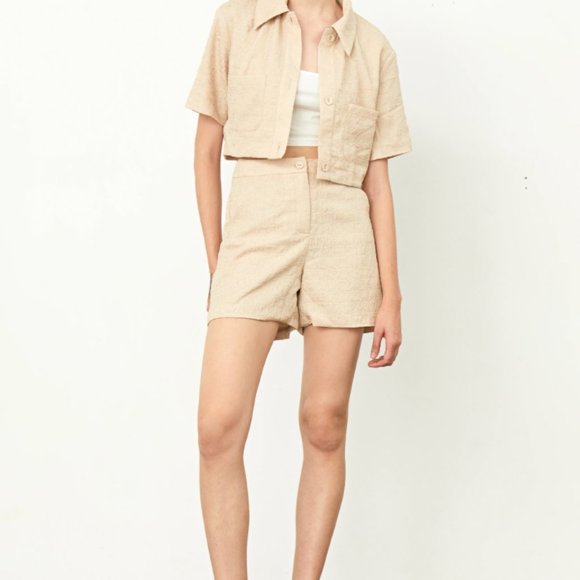 High Waisted Summer Shorts Beige Small NWT - Picture 2 of 7